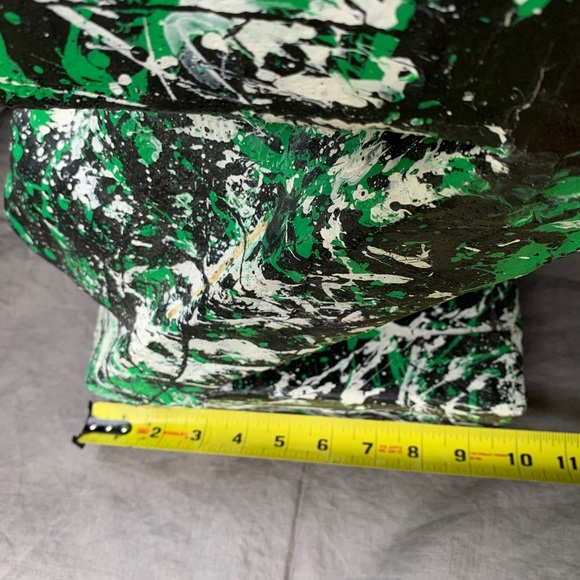 Abstract Original “Z” Face Print Mask Paper Mache 14x10x8 Mixed Media Sculpture - Picture 10 of 11